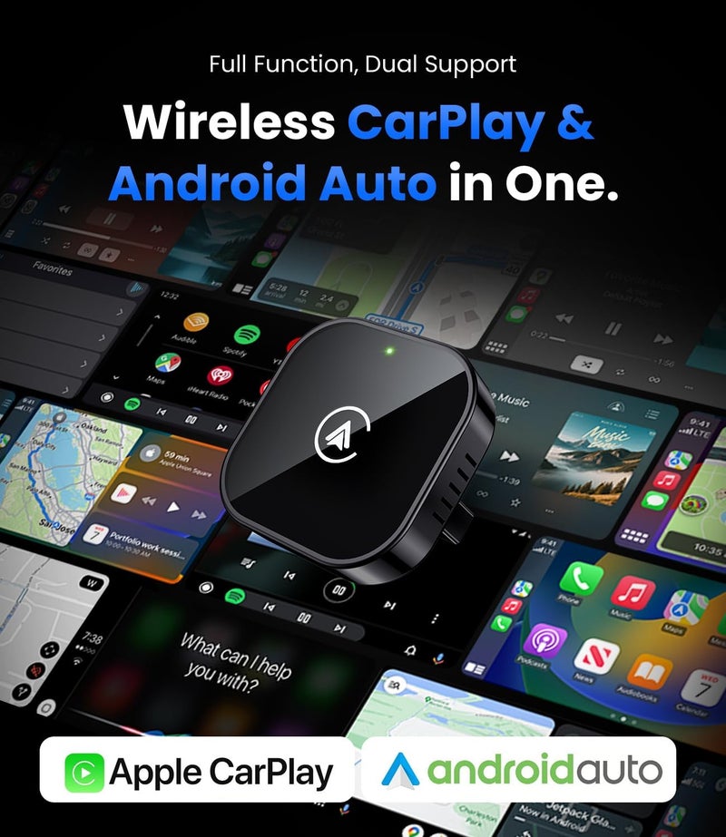 Teeran 2 in 1 Wireless CarPlay and Android Auto Adapter, Easy Setup Plug and Play, Fast Seamless Use Supports 1000+ Car's with Built-in Wired Car Play/Android Auto, Compact Sleek Design Car Adapter - Image 2